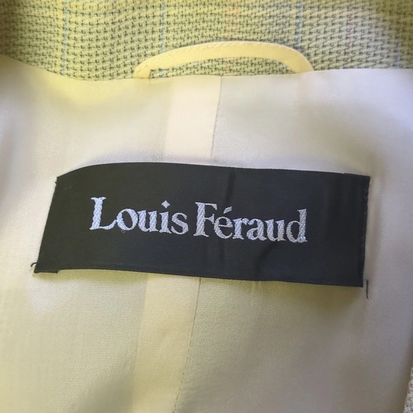 Louis Feraud Set Neutral Plaid Vanilla Girl Blazer & Skirt Size 8/EU 38 - Picture 14 of 15